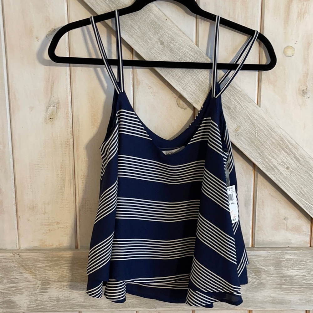 Navy and white stripe top